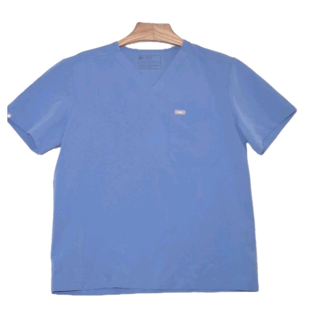 FIGS Technical Collection Men's Scrub Top Leon Size Large Ceil Blue